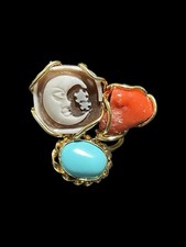 Ring koralle türkis und kamee - türkis,