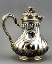 Schokoladenkanne 950er Silber Kanne  Wappen Chocolatiere  Frankreich antik (P12)