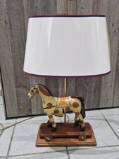 Vintage Tischlampe Pferdlampe Antike Pferdelampe Holz Bunt Geschnitzte Skulptur