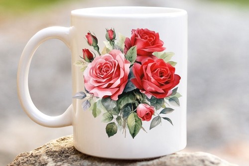 Aquarell rote rose tasse - aquarell,