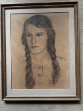 Zeichnung „Porträt einer jungen Frau“ – datiert April 1943 – signiert