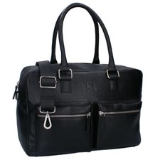 Schwarze Wickeltasche mit 2 Fronttaschen | Echt Leder | mit Unterlage