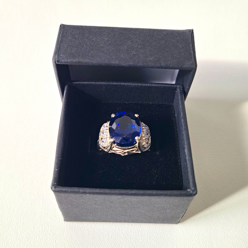 925 silber damenring - silber, blauer