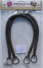 1 Paar hochwertige Taschengriffe, lederoptik, geflochten, grau, 55cm