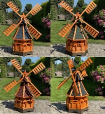 DARLUX Sechseck Holz Garten-Windmühle Braun/ Rot, Blau, Grün, Schwarz H=120 cm