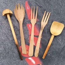 Alte Holz Besteck Teile 5 Stück