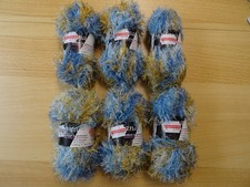 Strickgarn Wolle Strickwolle Fransengarn Effektgarn Peterle Wolle blau-gelb