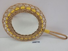 Handspiegel Korbgeflecht Bast Weide DDR Retro Boho Dekoration alt #258718