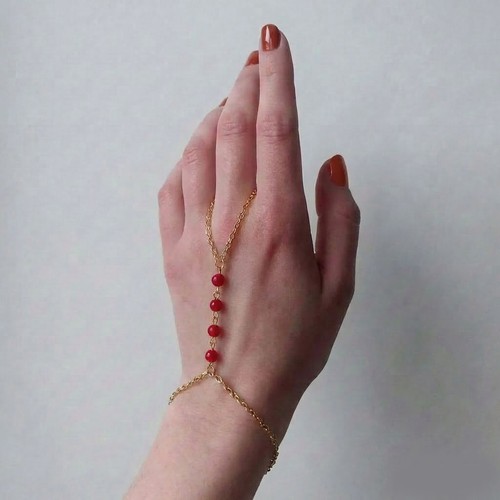 Handkette armband gold rot - handkette,