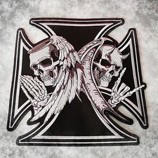  Bad & Good Skulls 666 Patch XL Iron On  Badge Biker Kutte Aufbügler Totenköpfe