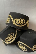 Schwarzer Fez Hut, echt & authentisch türkisch Fès, osmanischer Tarboosh mit Goldrand