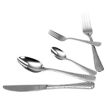 Solex Lena Besteckset 60 teilig für 12 Personen Hammerschlagoptik Edelstahl