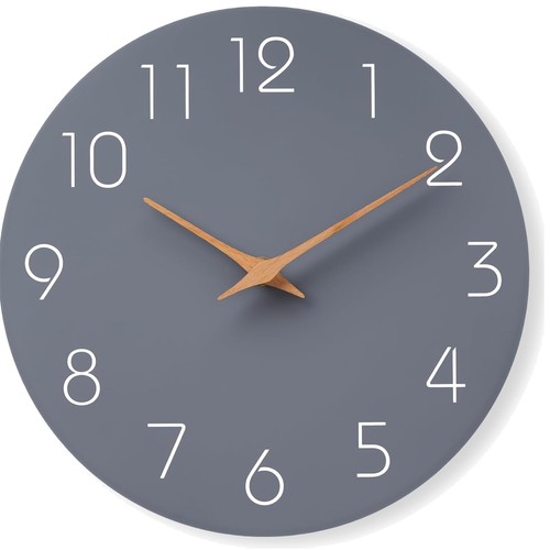 Wanduhr modern holz grau leise - wanduhr,