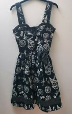  Living dead Souls Kleid S schwarz weiß Rockabilly  Rosen Polka Dots Oldschool
