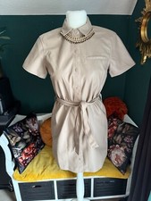 ? Fake Leder Kleid Feiertag Büro Party S 36 beige grau H&M Druckknöpfe