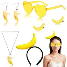 7 Stücke Bananen Kostüm Damen Kinder Bananenkostüm Kostüm Banane Haarreif Haa...