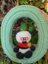 Deko Kranz " Kluger Panda" Gehäkelt Türkranz Wand Einschulung I-Dötzchen