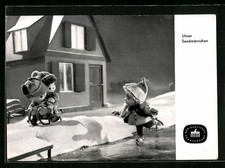 Sandmann auf Schlittschuhen, Ansichtskarte 