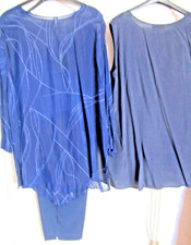 aparter festlicher Hosenanzug Dreiteiler Gr. 52 blau Boutiqueware neuwertig