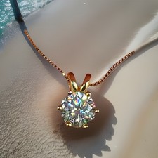 Solitär, Moissanit, 1 Karat, Farbe „Grün“, Brillantschliff, 925 S. Zertifikat