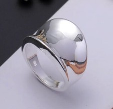 STERLING SILBER RING S925 GESTEMPELT UNISEX KLASSISCHER BREITER PARTYRING OVAL 9