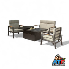 Gartenmöbel Gruppe Wells Aluminium Balkon Lounge Set Sitzgruppe mit Feuerstelle