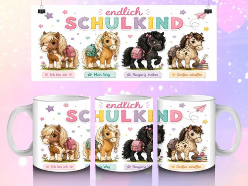 Schulkind tasse pferde - pferde, –