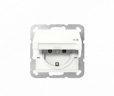 Gira System 55 045403 Up Steckdose mit Klappdeckel, Reinweiß Glanz