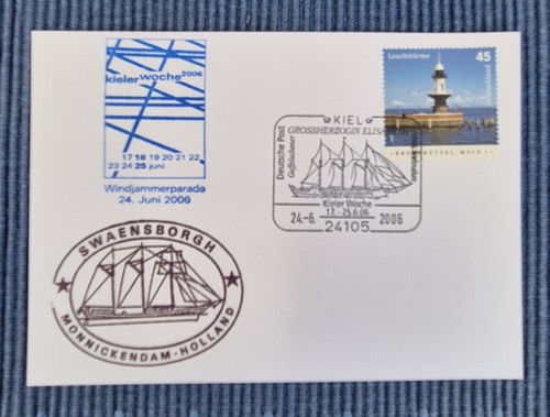 Postkarte mit schiffsstempel - mit,