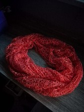 Schöner Loopschal mit Lochmuster in orange 50 X 90 cm, "NEU"