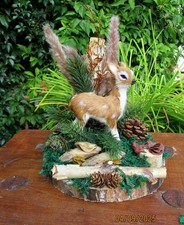 Figur Reh  Gesteck Holzscheibe Herbst Winter Deko 23cm x 20cm Handarbeit Deko