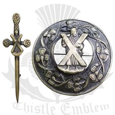 Schottisch Kilt Fly Plaid Brosche Antike Ausführung St Andrew 7.6cm Keltisch Pin