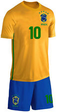 Brasilien Kinder Trikot Set Fußball Fan Zweiteiler Gelb Blau Größe 104