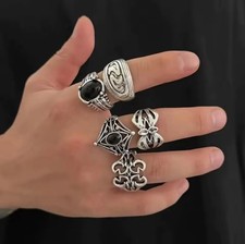 5er Set Gothic Punk Ringe –