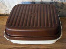 Tupperware Brotdose / Keksdose groß braun/weiß Brotbehälter