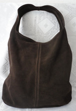 Tasche ital. Wildleder NEU Handtasche Schultertasche Damentasche Dunkelbraun Bag