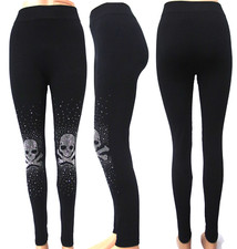 Skull Leggings Gothic Totenkopf -Leggings mit Strass Totenkopf Gr.36/38/40