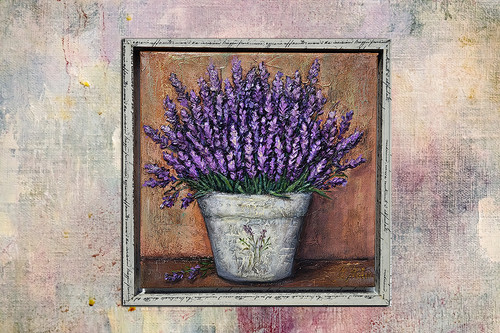 Wandbild lavendel topf auf - lavendel,