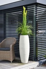 Pflanzkübel Blumenkübel Pflanzgefäß Fiberglas Steinoptik "Magnum" 100 cm, Creme