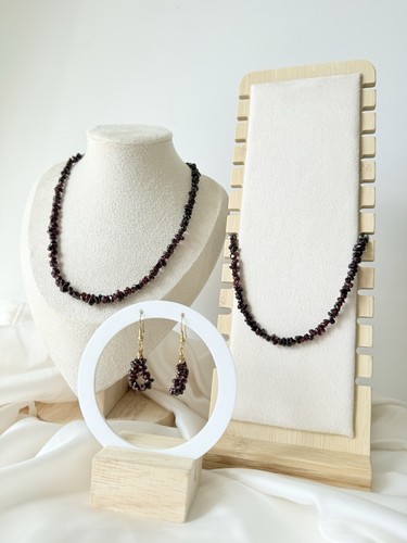 Granat schmuckset teilig - granat, 3-teilig