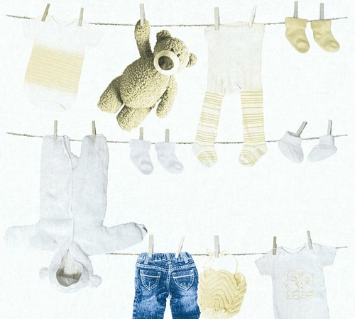 Kindertapete teddy kleidung - kindertapete,