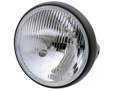 Scheinwerfer Motorrad British-Style matt schwarz, 7 Zoll, H4, Standlicht Ersatz