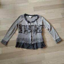 Damen Weste Jacke mit Spitze Feinstrickweste Linea Tesini Gr. 40 grau von Heine 