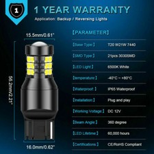 2X T20 7440 W21W Auto LED