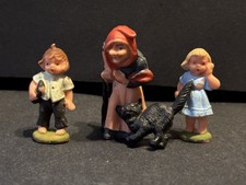 4 alte Märchenfiguren Hänsel und Gretel mit Hexe und Katze vermutlich Plaho DDR