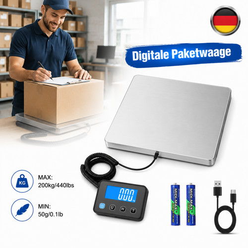 Paketwaage 200kg 10g digitale - paketwaage,