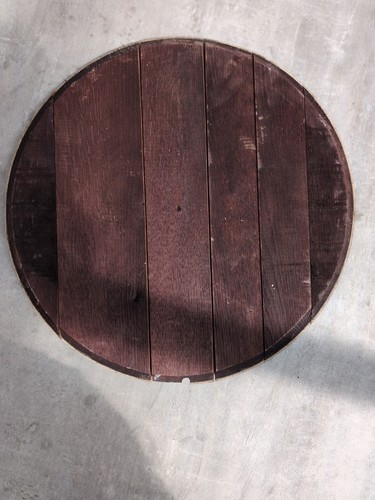 Alter holzfass deckel deko - alter, holzfass-deckel