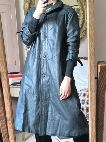 Vintage langer echt leder - vintage,