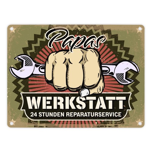 Papas werkstatt metallschild - papas,