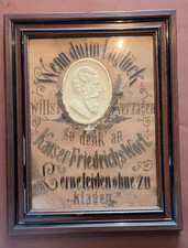 Alt Patrioten Bild Lernt Leiden ohne zu Klagen Kaiser Friedrich 47x37cm gestickt